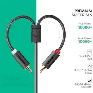 Alternative view of UGREEN 10588 3.5mm Female to 2RCA Male Audio Cable 1.0m (Grey)