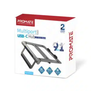 Alternative view of PROMATE PrimeBase-C 100W Multiport USB-C Hub with Kick-Stand (Grey)