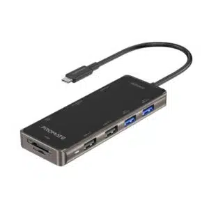 PROMATE PrimeHub-Go 9-in-1 Compact Multiport USB-C 100W PD Hub (Black)