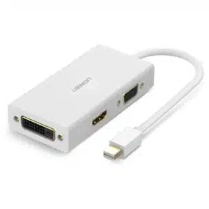 UGREEN 20417 MD114 Mini DisplayPort(Mini DP)/M to HDMI+VGA+DVI Converter (White)