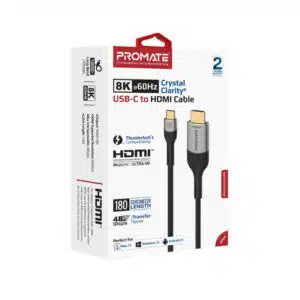 Alternative view of PROMATE MediaCord-8K 60Hz 8K 48Gbps Crystal Clarity USB-C Male to HDMI Male Cable 1.8m (Black)