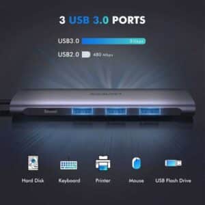 UGREEN 50209 CM136 USB C 5 in 1 Multifunctional Adapter Grey 2