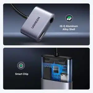 Alternative view of UGREEN 60164 CM231 USB-C to 3.5mm Audio Adapter with Power Supply (Space Grey)