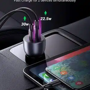 Alternative view of UGREEN 60980 CD213 52.5W 2-Port (1xUSB-A + 1xUSB-C) Fast Car Charger (Space Grey)