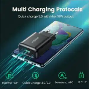 Alternative view of UGREEN 70273 CD122 18W USB-A Fast Charger (Black)