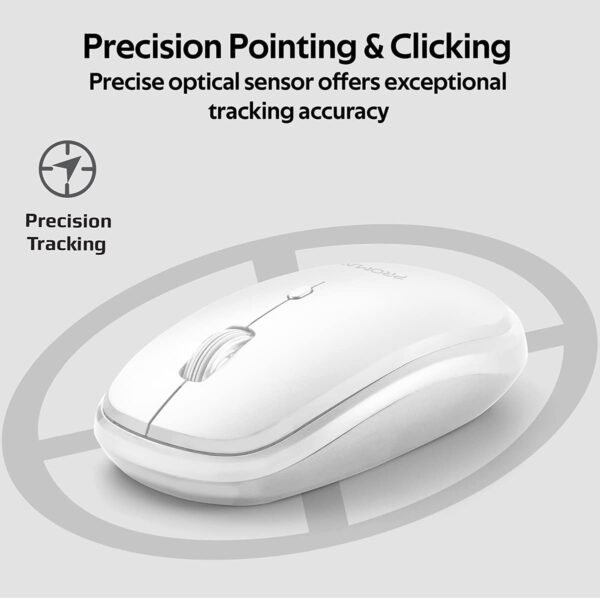 PROMATE Hover Sleek Precision Tracking Ergonomic Wireless Mouse -White - Image 2