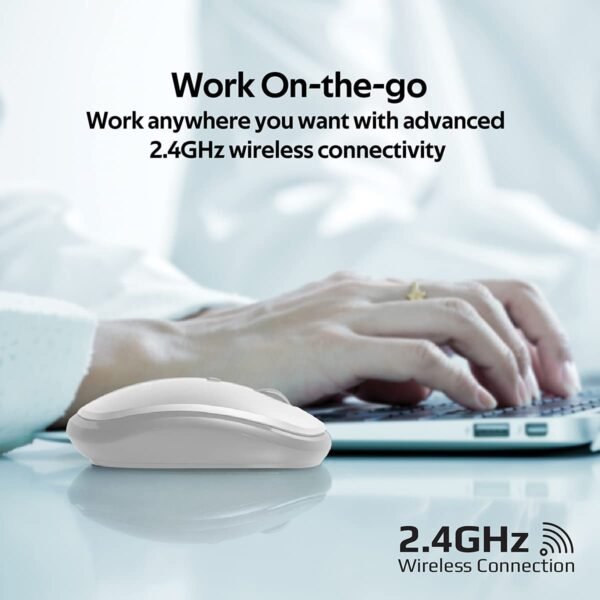 PROMATE Hover Sleek Precision Tracking Ergonomic Wireless Mouse -White - Image 3