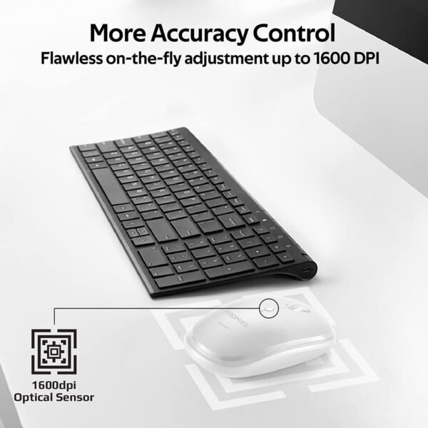 PROMATE Hover Sleek Precision Tracking Ergonomic Wireless Mouse -White - Image 4