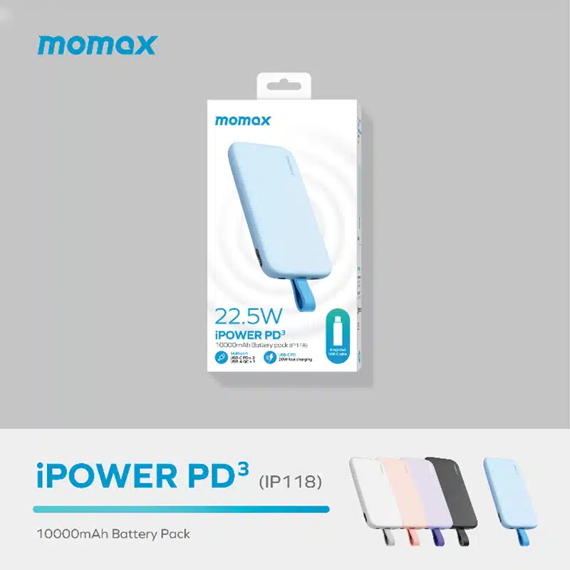 momax IP118W iPower PD3 10000mAh 22.5W Battery Pack (White) - Image 5