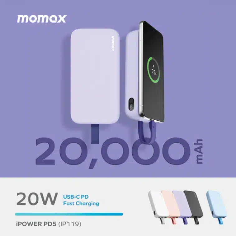 momax IP119W iPower PD5 20000mAh 22.5W Battery Pack (White) - Image 3