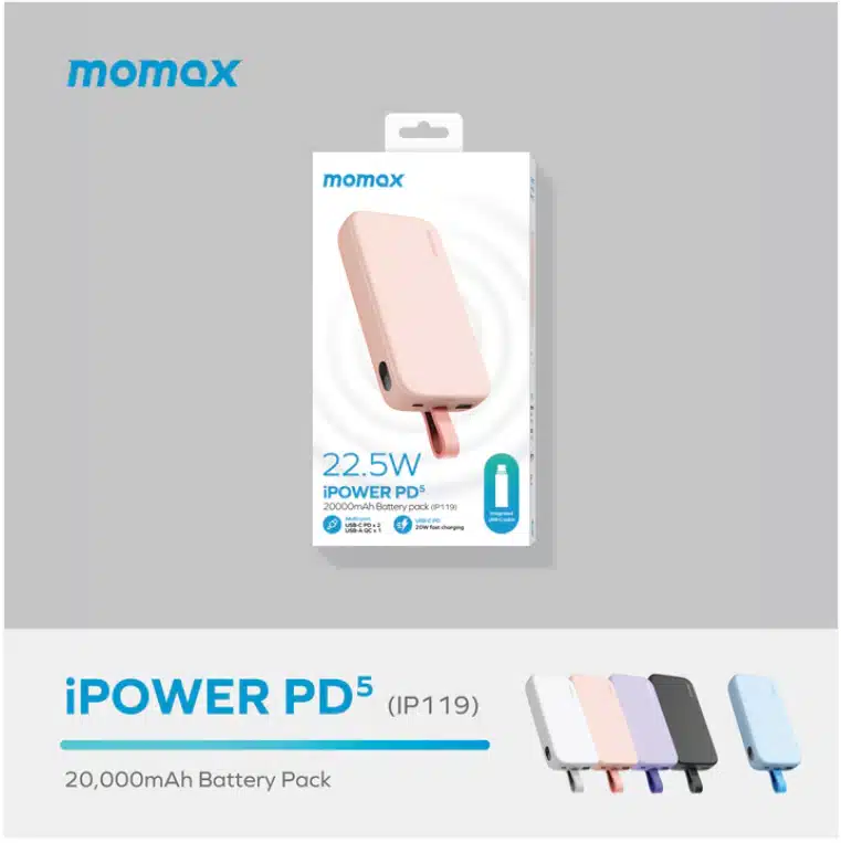 momax IP119W iPower PD5 20000mAh 22.5W Battery Pack (White) - Image 8