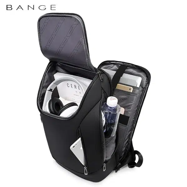 BANGE 2517 LEIYING Leather Backpack -Black - Image 6