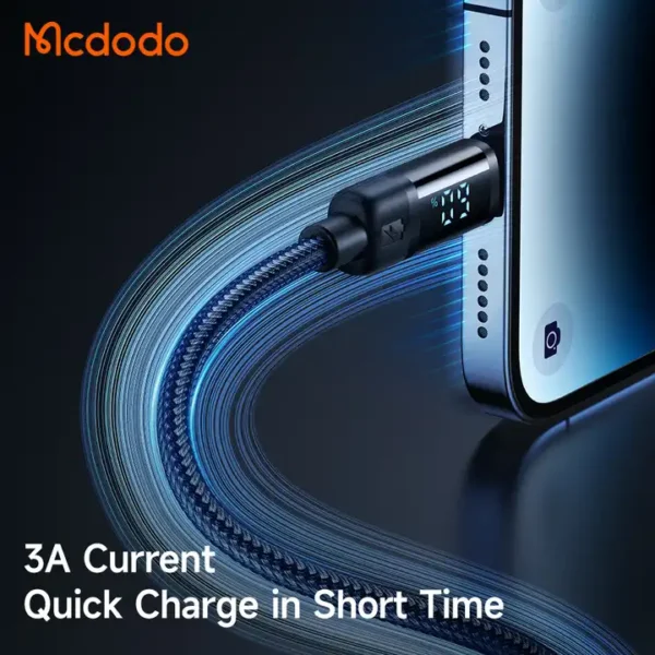 Mcdodo CA-500 3A USB-A to Lightning Digital Display 1.2m Data Cable -Black - Image 2