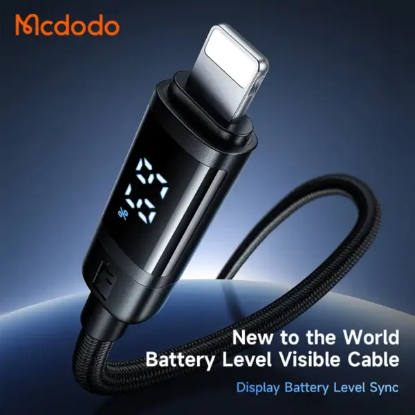 Mcdodo CA-500 3A USB-A to Lightning Digital Display 1.2m Data Cable -Black - Image 6