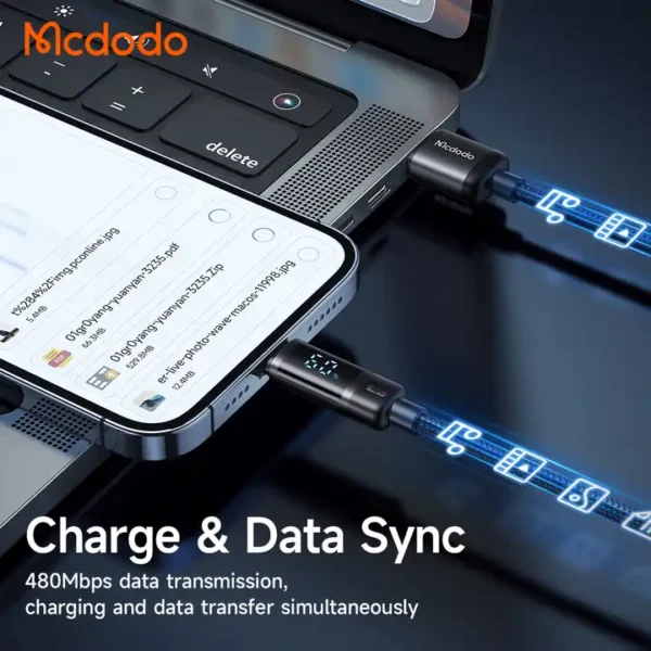 Mcdodo CA-500 3A USB-A to Lightning Digital Display 1.2m Data Cable -Black - Image 5