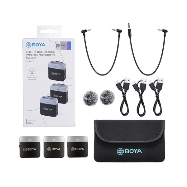 BOYA BY-M1V2 2.4GHz Dual-Channel Wireless Microphone System - Image 3