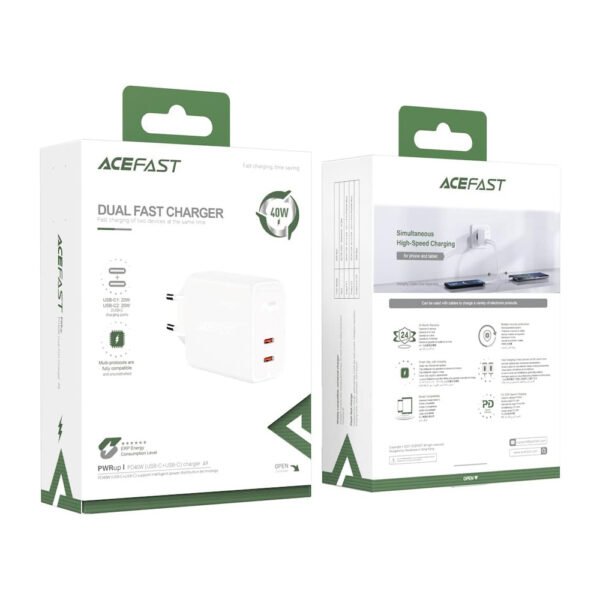 ACEFAST A9 PD40W Dual USB-C Port Charger -White - Image 5