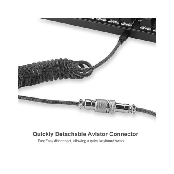 REDRAGON A115 USB C to USB A Coiled Cable for Keyboard Black 4