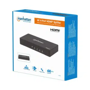 Alternative view of Open Box manhattan 207805 CV667 4K 60Hz 4-Port HDMI Splitter (Black)