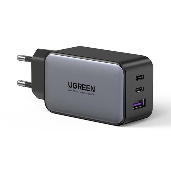 UGREEN 10335 CD244 Nexode 65W 3 Port 2xUSB C 1xUSB A GaN Fast Charger Black