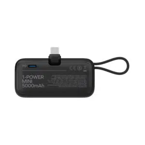 Alternative view of momax IP130D 1-Power Mini 20W 5000mAh 3-in-1 Battery Pack with USB-C Plug (Black)