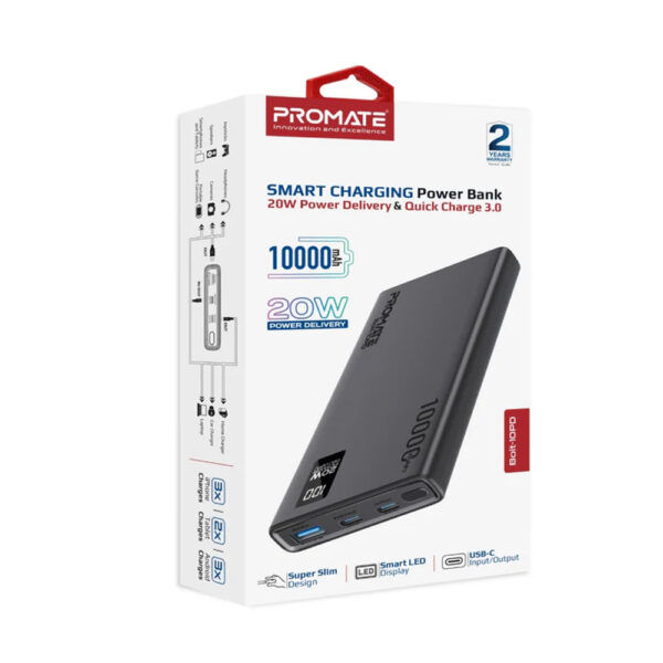 PROMATE Bolt 10PD 20W Smart Charging 10000mAh Power Bank Black 2