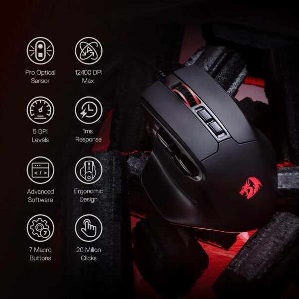 REDRAGON BULLSEYE Wired Gaming Mouse M806-RGB -Black - Image 4