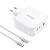 UGREEN 15339 CD289 Nexode 3 Port 2xUSB C 1xUSB A 140W PD GaN Fast Charger with 1.5m USB C to USB C Cable White 1