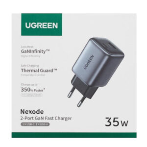 UGREEN 15339 CD350 Nexode 2 Port 1xUSB C 1xUSB A 35W GaN Fast Charger Space Grey 2