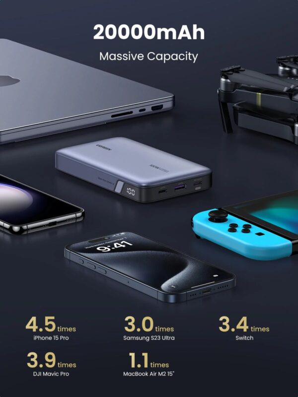 UGREEN 25188 PB720 100W 20000mAh Two-Way Fast Charging Power Bank -Space Grey