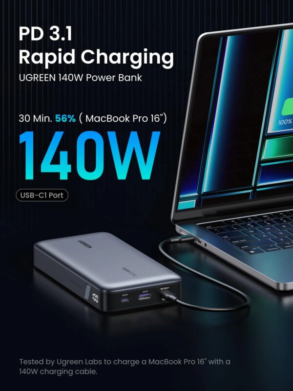 UGREEN 90597A PB205 145W 25000mAh Two-Way Fast Charging Power Bank -Space Grey