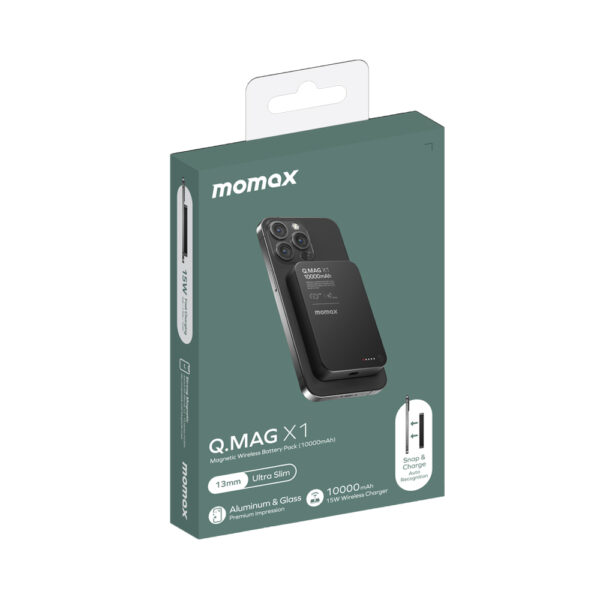 momax IP117AD Q.MAG X1 15W 10000mAh Magnetic Wireless Battery Pack 13mm Ultra Slim Black 5