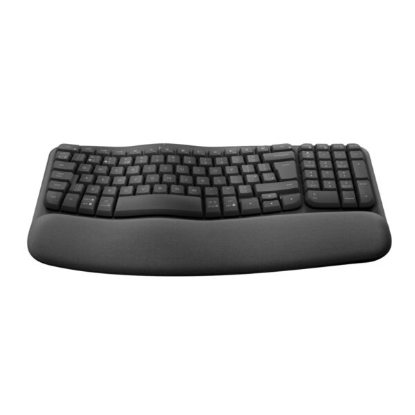 Logitech® Wave Keys Wireless Ergonomic AR Layout Keyboard with Cushioned Palm Rest Black 920 012312 1 1