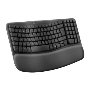 Logitech® Wave Keys Wireless Ergonomic AR Layout Keyboard with Cushioned Palm Rest Black 920 012312 2 1