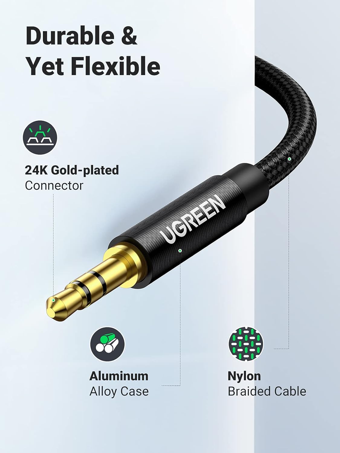 UGREEN 50363 3.5mmM to 3.5mmM AUX Cable 2m Black 1