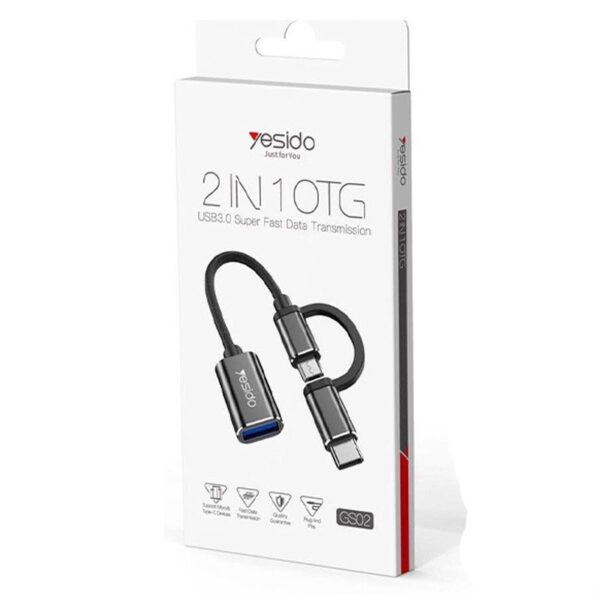 Yesido GS02 2 in 1 USB CMicro to USB A Adapter 1