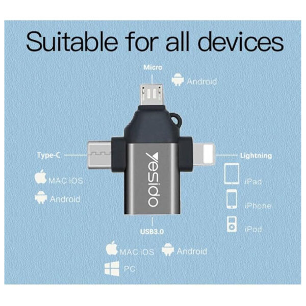 Yesido GS15 USB CMicroLightining to USB A Adapter 4