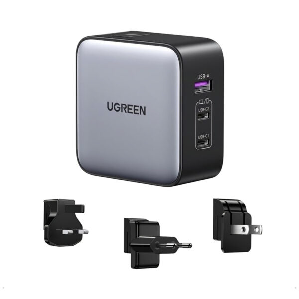 UGREEN 90409 CD296 Nexode 65W 3-Port (2xUSB-C + 1xUSB-A) GaN Fast Charger -Black