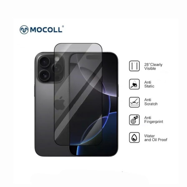 iPhone16ProMax- MOCOLL Golden Shield III Series Full Cover Tempered Glass Privacy Screen Protector