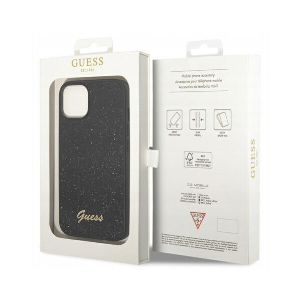 iPhone16ProMax- GUESS GUHCP16XHGGSHK Back Case -Glitter Black - Image 3