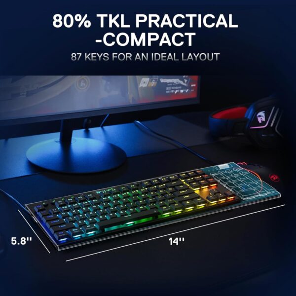 REDRAGON HORUS TKL Red SW RGB 2.4GWiredBT Mechanical Gaming Keyboard K621 RGB 6