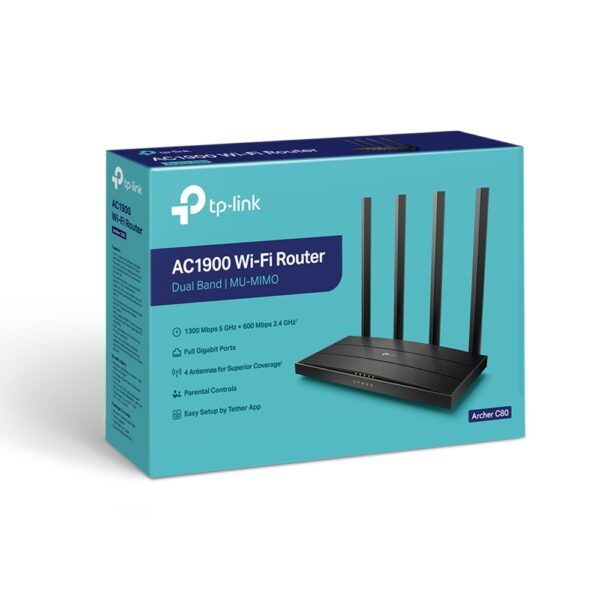 TP Link Archer C80 AC1900 Dual Band MU MIMO Wi Fi Router 4