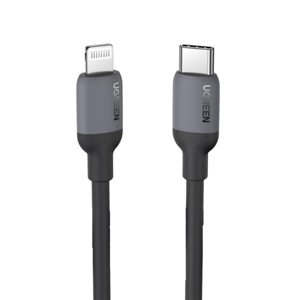 UGREEN 20304 USB C to Lightning 480Mbps PD Fast Charging Silicone Cable 1m Black 1