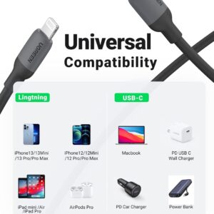 UGREEN 20304 USB C to Lightning 480Mbps PD Fast Charging Silicone Cable 1m Black 4