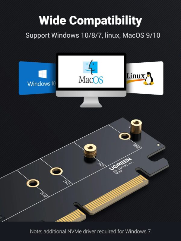 UGREEN 30715 PCIe Gen4 x16 to M.2 NVMe Expansion Card 3