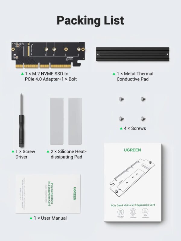 UGREEN 30715 PCIe Gen4 x16 to M.2 NVMe Expansion Card 8