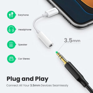 UGREEN 30759 Lightning to AUX 3.5mm Headphone Jack Adapter White 4