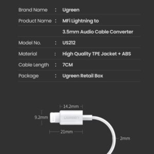 UGREEN 30759 Lightning to AUX 3.5mm Headphone Jack Adapter White 6