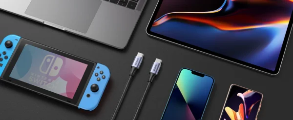 ⁦Open Box UGREEN 70427 USB-C to USB-C 100W 480Mbps PD Fast Charging Aluminum Case with Braided Cable 1m -Black⁩ - الصورة ⁦5⁩