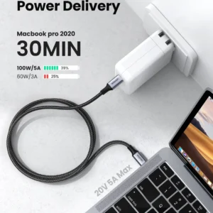 UGREEN 70427 USB C to USB C 100W 480Mbps PD Fast Charging Aluminum Case with Braided Cable 1m Black 9